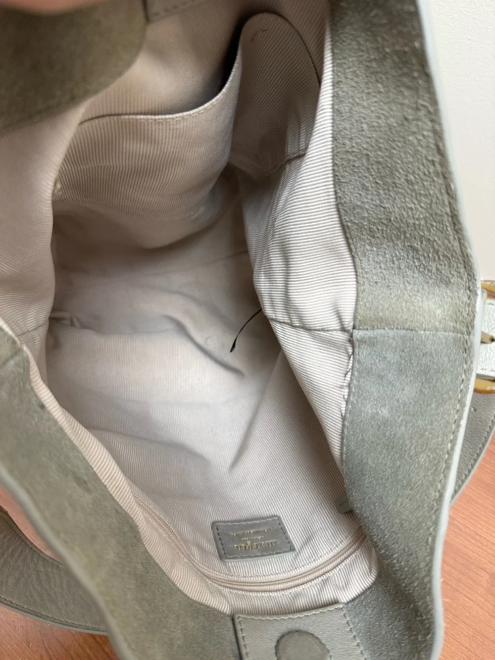 Margot New York Kaye LARGE Bucket Suede Leather Tote Bag :Gray Tan EUC